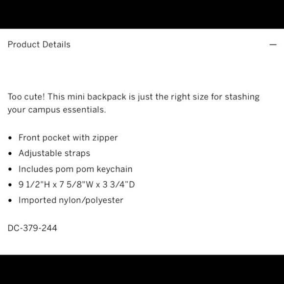 New Pink Mini Backpack - Picture 5 of 5